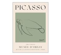 ETEKNIC The Turtle Picasso Exhibition Wall Art Print Neutral Green Abstract Vintage Animal Line Drawing Poster Famous Artist Gallery Home Decor (A4, Print Only)