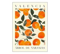 ETEKNIC Valencia Oranges Poster Colourful Spanish Print Fruit Kitchen Wall Art Orange Living Room Artwork Spain Summer Home Décor (A2, Print Only)