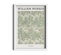 ETEKNIC William Morris Poster Tulip 1875 Exhibition Wall Art Vintage Print Textiles Artwork Abstract Green Floral Famous Artist Nature Gallery Home Decor Gifts (A5, White Frame)