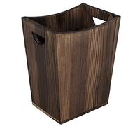 ETELI Wooden Wastebasket Trash Can for Office Rustic Rectangular Small Garbage Container Bin with 2 Handles for Bedroom, Kitchen, Hotel (Brown)