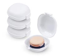 Etenpo 4 Pcs Hair Tie Container, Cotton Round Travel Case, Lightweight and Easy to Carry with Sealed Snap-on Lid, Home Cotton Swab Dispenser Accessories Jewelry Organizer(3.4 x 1.5in,White)