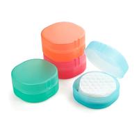Etenpo Plastic Cotton Round Holder - Multiple Colors Portable Travel and Sealed Suitable for Makeup Remover Cotton Balls Beads 4 Pack (Blue, Pink, Orange, Green)