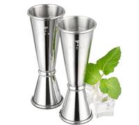 Etens Japanese Jigger Set for Bartending 2 Pack - 1 oz 2 oz Cocktail Graduated Jigger | Easy Read Measurements Inside Shot Measure | Liquor Measuring Cup & Alcohol Measuring Tools| Metal Bar Jigger