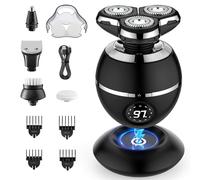 ETENTOUS Men's Electric Shavers, 5 in 1 Rotary Head Shavers - 3D Beard Trimmer Wet and Dry Use Rechargeable Shaver with LCD Display, IPX7 Waterproof Shaving.