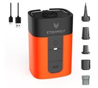 ETENWOLF Air Pump for Inflatables, 5200 mAh Portable Electric Air Pump, 4X Quick Inflator Deflator, 4.5 kPa & 720 L/min Pump for Pool Floats, Air Mattress, Vacuum Storage Bags, Camping(Vivid Orange)