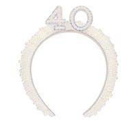 Etercycle 40th Birthday Headbands, Birthday Decorations For Women, White Vintage Pearl Hairband Happy Birth Day Gifts Photo Props