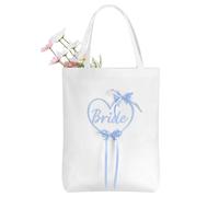 Etercycle Bride Tote Bag, Something Blue Bride Embroidery Bridal Shower Gifts, Canvas Wedding Purse Handbags With Zipper Pocket For Bachelorette Party Bridesmaid Honeymoon Bride To Be Decorations