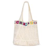 Etercycle Crochet Tote Bag, Mesh Beach Bag for Women Knit Summer Hobo Bag Vacation Boho Tote Bag (Colorful Lace)