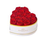 Eterfield 16 Forever Flowers in Heart Shape Box, Preserved Roses that Last a Year Preserved Flowers Birthday Gifts for Her Mom Women Wife Anniversary Valentines Day Mothers Day Christmas, Red