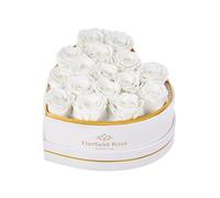 Eterfield 16 Forever Flowers in Heart Shape Box Preserved Roses,White | 100% Real Rose that Last Over a Year,Ultimate Gift for Wife,Mom,Valentines,Day Mothers Day,White Heart-shaped Suede Box