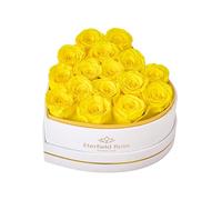 Eterfield Forever Flowers in Heart Shape Box, Preserved Roses That Last a Year Preserved Flowers Birthday Gifts for Her Mom Women Wife Anniversary Valentine's Day Mother's Day (16 Roses, Yellow)