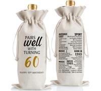 Eterfordista 60th Birthday Gifts for Women Men - Vintage 1965 Wine Bag - Perfect 60 Years Old Birthday Décor & Anniversary Party Supplies 60th Birthday Wine Bottle Gift Bag