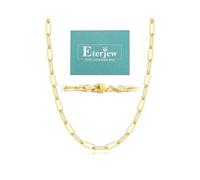 Eterjew Italy 5mm Solid 18K Gold Over 925 Sterling Silver Paperclip Chain Necklace for Women, Women's Chain Necklace for Women, Shiny & Sturdy & Not Easy to Fade & Comfortable 16 18 20 22 24 26 Inch