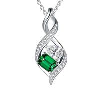 ETERMBOL Birthstone Infinity Necklace 925 Sterling Silver Emerald Pendant Symbol Toi et Moi Drop Necklace for Women Birthday Mother's Day Gift with Rose Box 45.7 cm + 5.1 cm Adjustable, Sterling
