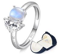 ETERMBOL Sky Sun and Moonstone Ring for Women 14K Gold Plated 925 Sterling Silver Sun and Moon Ring Celestial Body Engagement Ring Proposal Gift for Her Size 5-9, 5, Sterling Silver, Moonstone