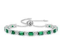 ETERMBOL Tennis Bracelets for Women White Gold Sterling Silver Gemstone Bracelets Adjustable Chain 6-9 Inch Jewelry Anniversary Birthday Gifts for Women Mom Wife Her, Large, Silver, May Birthstone