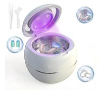 Etermeish Ultrasonic Retainer Cleaner Machine, White, 42KHZ Dental Cleaning Pod For Denture, Toothbrush Heads,Jewelry, Braces, Digital Timer with 2 Modes, 180ML,304 stainless steel inner liner