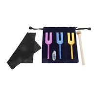 ETERMETA Angel Tuning Forks Set - 4096 Hz, 4160 Hz, 4225 Hz for Musical Instrument, with Silicone hammer and Soft Storage Bag, Colored