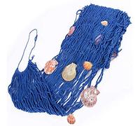 Etern Decorative Nautical Fishing Net, Fish Net Wall Decor, Photo Hanging Display Frame with Shells, Home Wall Ceiling Hanging Decor(1 * 2m Blue)