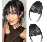 Eterna Clip-On Bangs 100% Real Hair 2pcs, Inconspicuous & Seamless Clip In French Bangs for Women, Clip In Bang Real Human Hair, Fits The Hairline Naturally, for Thin Hairs Daily Use (A)