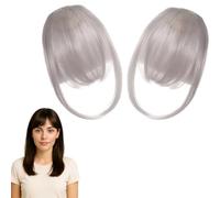 Eterna Clip-On Bangs 100% Real Hair 2pcs, Inconspicuous & Seamless Clip In French Bangs for Women, Clip In Bang Real Human Hair, Fits The Hairline Naturally, for Thin Hairs Daily Use (E)