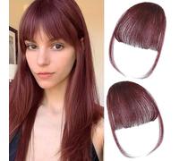 Eterna Clip-On Bangs 100% Real Hair 2pcs, Inconspicuous & Seamless Clip In French Bangs for Women, Clip In Bang Real Human Hair, Fits The Hairline Naturally, for Thin Hairs Daily Use (D)