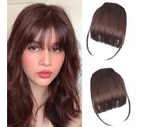 Eterna Clip-On Bangs 100% Real Hair 2pcs, Inconspicuous & Seamless Clip In French Bangs for Women, Clip In Bang Real Human Hair, Fits The Hairline Naturally, for Thin Hairs Daily Use (C)