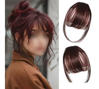 Eterna Clip On Bangs Real Hair-100% Real Hair,2PC Eterna Clip In Bangs Human Hair with Temples Hairpieces Wispy Air Bangs Fringe Women Daily Wear,Seamless,Light,Natural Stays Place (Brown)