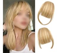 Eterna Clip On Bangs Real Hair-100%Real Hair,2PC Eterna Clip In Bangs Human Hair with Temples Hairpieces Wispy Air Bangs Fringe Women Daily Wear,Seamless,Light,Natural Stays Place (Blonde Highlights)