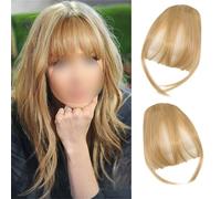 Eterna Clip On Bangs Real Hair-100% Real Hair,2PC Eterna Clip In Bangs Human Hair with Temples Hairpieces Wispy Air Bangs Fringe Women Daily Wear,Seamless,Light,Natural Stays Place (Dark Gold)