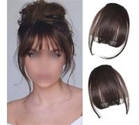Eterna Clip On Bangs Real Hair-100% Real Hair,2PC Eterna Clip In Bangs Human Hair with Temples Hairpieces Wispy Air Bangs Fringe Women Daily Wear,Seamless,Light,Natural Stays Place (Brownness)