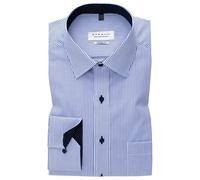 ETERNA Comfort Fit Shirt Business Shirt Men Cotton Long Sleeve Shirt Suit Shirt Kent Collar Non-Iron Combination Cuffs, Dark Blue Stripes, 17