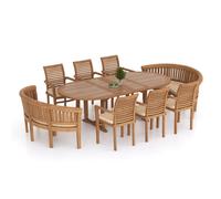 Eterna Corfu Teak Garden Dining Table & 10 Seat Chair Set - With Black Cushions
