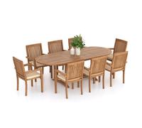 Eterna Harpa Teak Garden Dining Table & 8 Seat Chair Set - With Black Cushions