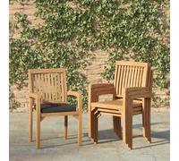 Eterna Henley Solid Teak Wood Outdoor Garden Stacking Chairs - Pack Of 4 - With Green Cushions