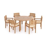 Eterna Luxor Teak Garden Dining Table & 6 Seat Marlow Chair Set - With Cream Cushions