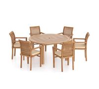 Eterna Luxor Teak Garden Dining Table & 6 Seat Oxford Chair Set - With Black Cushions