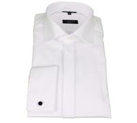 Eterna Men Long Sleeve Shirt Turn-Up Cuff Comfort Fit White Plain 8817 E3