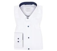 Eterna Men's Long Sleeve Business Shirt Comfort Fit Kent Collar Plain with Narrow Patch Stripes (White 01, 45), White