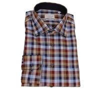 Eterna Men's Long Sleeve Shirt Comfort Fit Blue Brown Red Checked 1060 E15K 14
