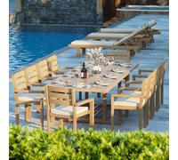 Eterna Mylor Teak Garden Dining Table & 10 Seat Chair Set - With Cream Cushions