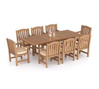 Eterna Oslo Teak Garden Dining Table & 8 Seat Chair Set - With Black Cushions