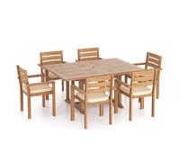 Eterna Padstow Teak Garden Dining Table & 6 Seat Chair Set - With Cream Cushions