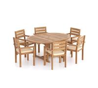 Eterna St.ives Teak Garden Dining Table & 6 Seat Chair Set - With Black Cushions