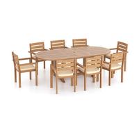 Eterna Truro Teak Garden Dining Table & 8 Seat Chair Set - With Black Cushions