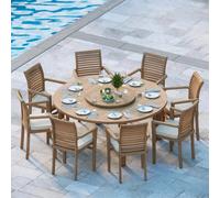 Eterna Verona Teak Garden Dining Table & 8 Seat Chair Set - With Cream Cushions