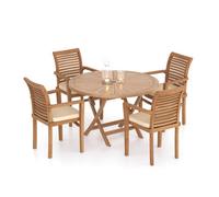 Eterna Victoria Teak Garden Dining Table & 4 Seat Chair Set - With Black Cushions