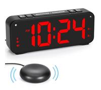 EternaHora Vibrating Alarm Clock Under Pillow, 6.5″ LED Digital Alarm Clock with Bed Shaker, 4 Levels Brightness, Snooze, 12/24H, Deaf Alarm Clock for Heavy Sleepers Adults (Color : Red)