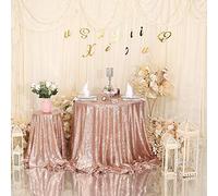 Eternal Beauty 178cm (70 inch) Round Sequin Tablecloth Wedding Party Banquet Table Cloths, Rose Gold