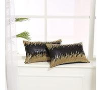 Eternal Beauty 2 Pcs Black and Gold Sequin Pillow Covers 12x20, Premium 5mm Large Sparkly Glitter Throw Pillow Covers with Wide Opening for Party Couch Sofa Bed Decorative Cushion Cases
